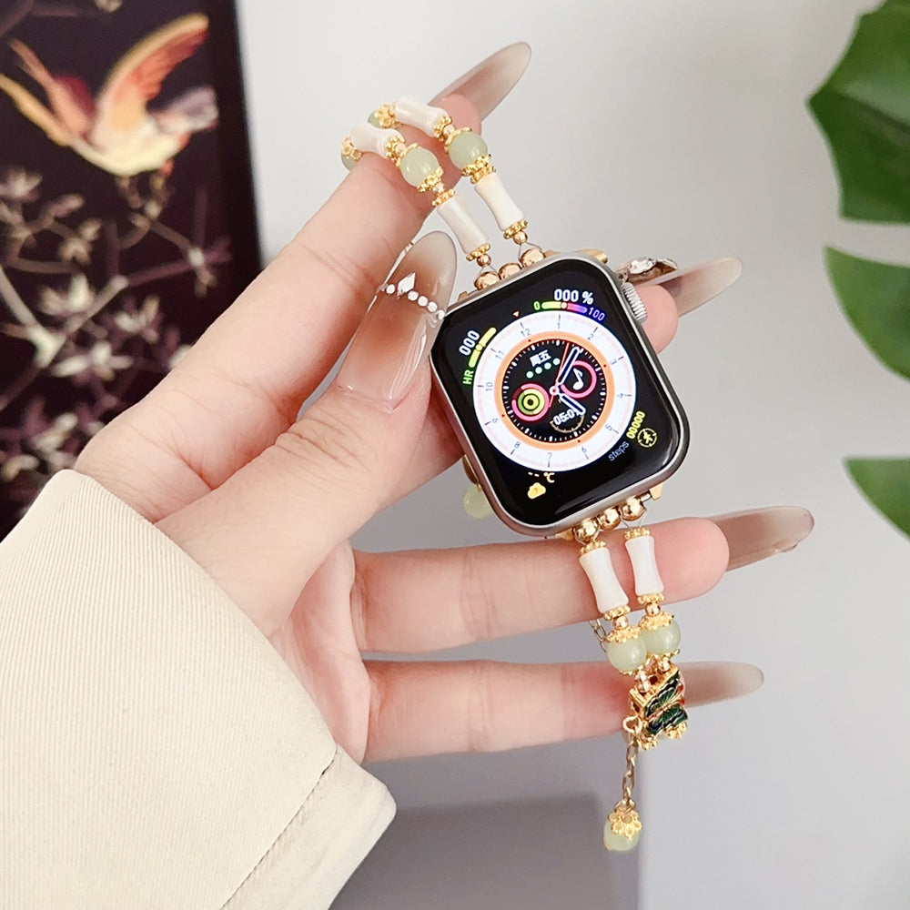 For Apple Watch Series 7 8 9 41mm / 6 5 4 SE (2022) SE (2023) SE 40mm / 3 2 1 38mm Crystal Bead Watch Strap - White For Apple Watch Series 7 8 9 41mm / 6 5 4 SE (2022) SE (2023) SE 40mm / 3 2 1 38mm Crystal Bead Watch Strap - White